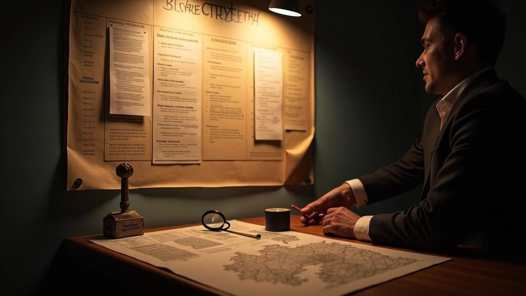 Detective game board with clue cards, timeline, and location maps