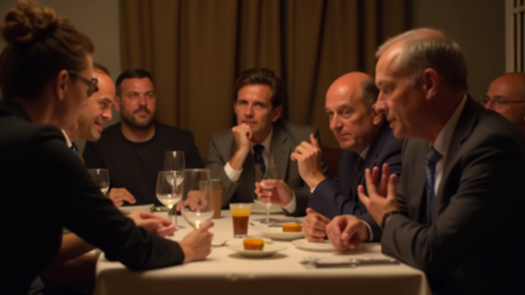 Players in intense discussion during game round with varied expressions showing suspicion, confidence, and strategic thinking