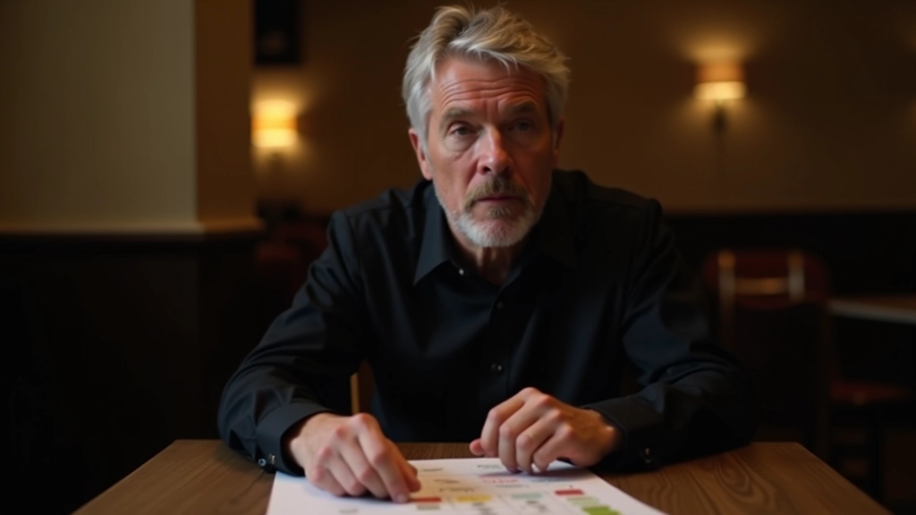 Person acting as game moderator pointing to game round tracker with numbered rounds and role assignments visible